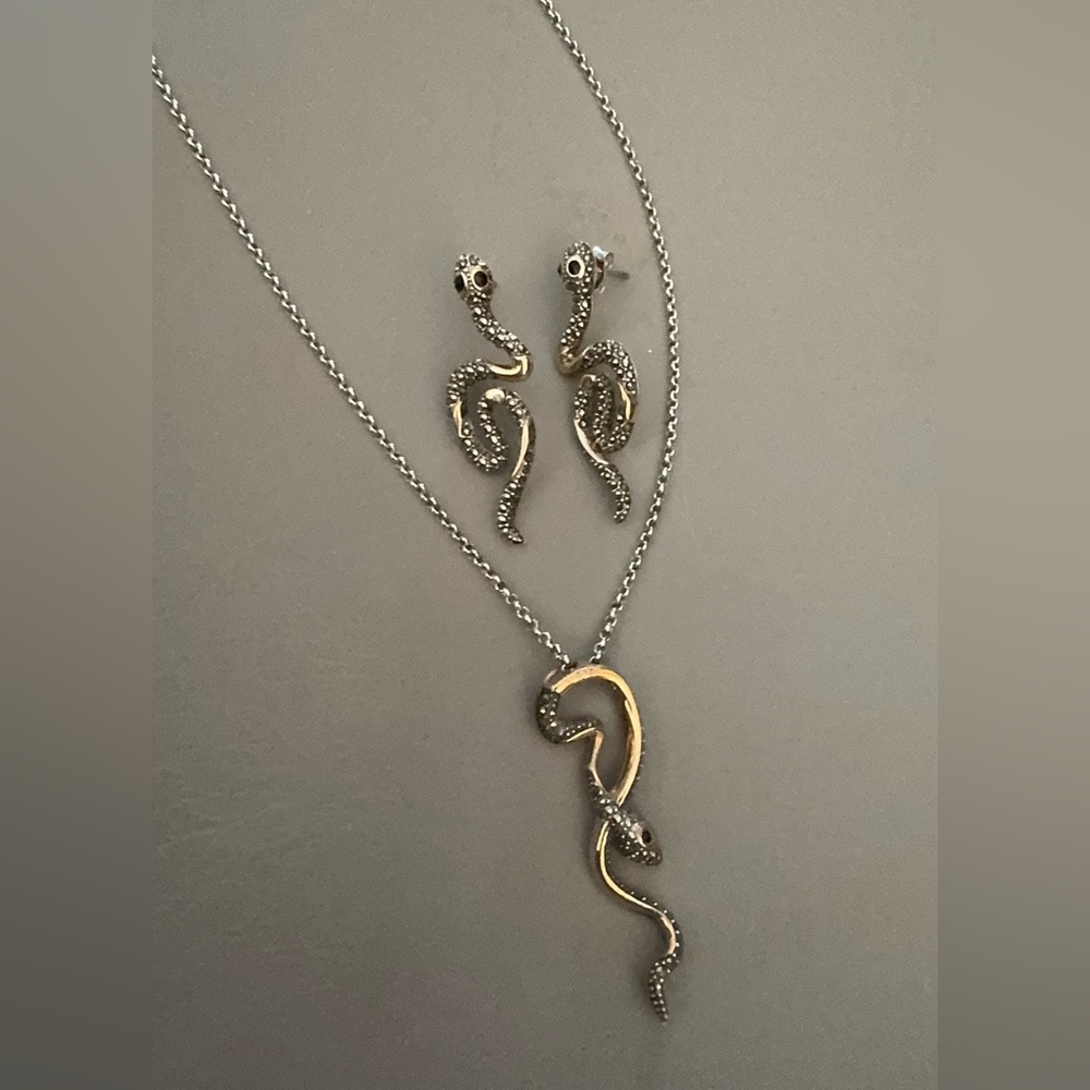 Judith Jack Sterling silver & gold Snake Necklace & Earrings